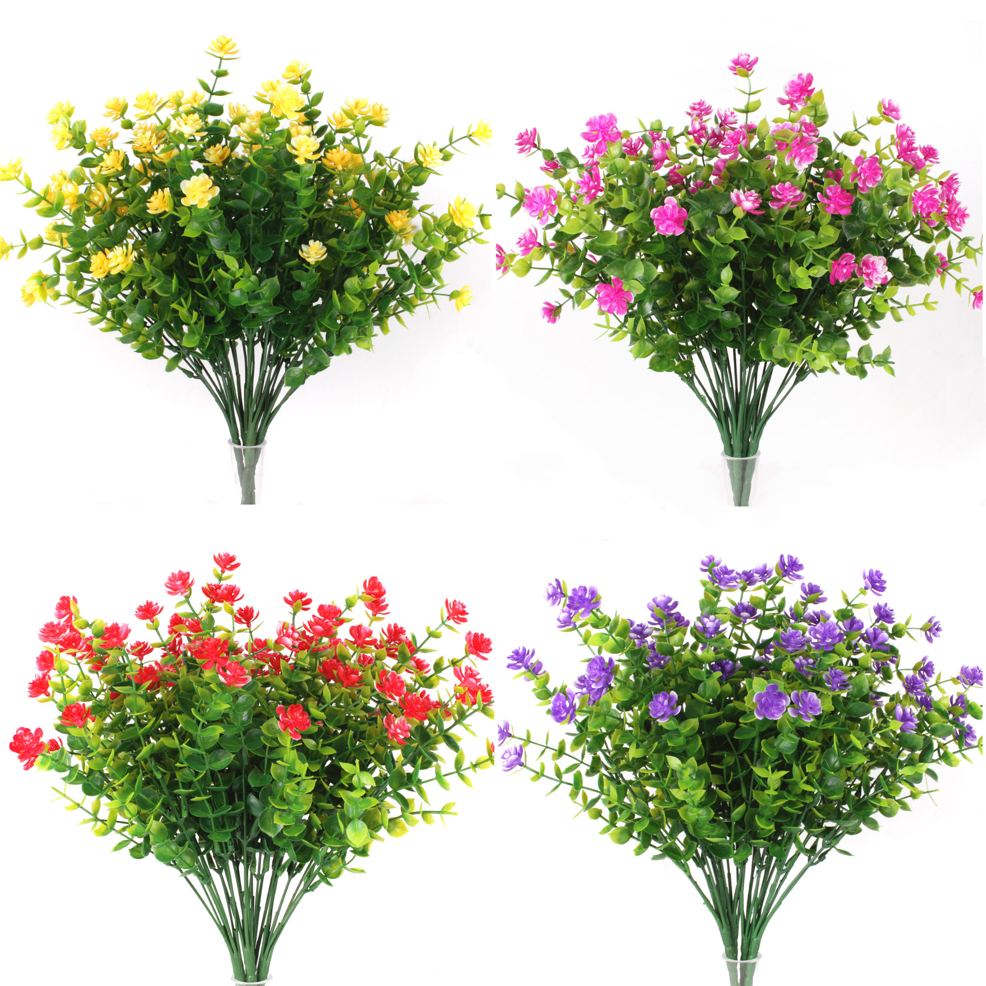 廠家供應 仿真花假花塑料干花 尤加利玫瑰 綠色植物盆栽7叉35